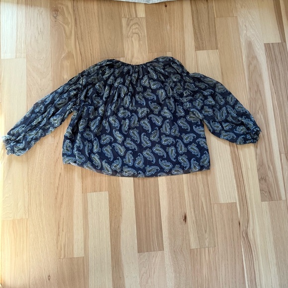Unsubscribe Blue Paisley Women's Top 100% Silk Long Sleeve Size 12 - Picture 11 of 15